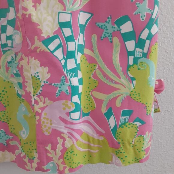 Lilly Pulitzer Little Lilly Mini Shift Dress Girls 7 Seahorse Coral Vintage 90s - Picture 6 of 15